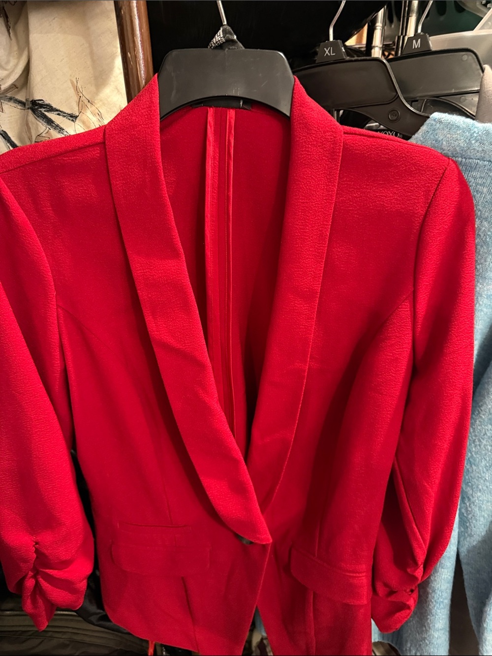 Women's Red Shawl Collar Blazer Jacket